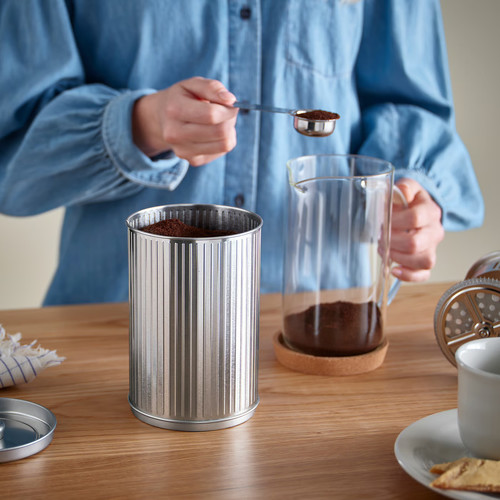 BETTHAJ Tin with lid, for coffee/tea/silver-colour, 1.3 l