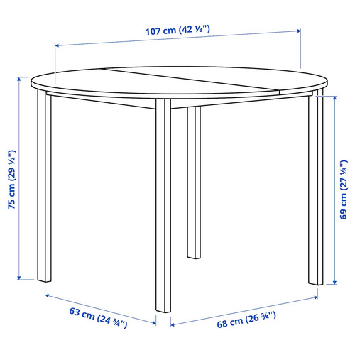 VIHALS / VIHALS Table and 4 chairs, white white/green Tibbleby grey-green, 107 cm