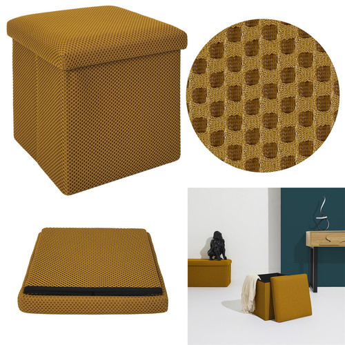 Folding Storage Pouffe Vels Atom, yellow