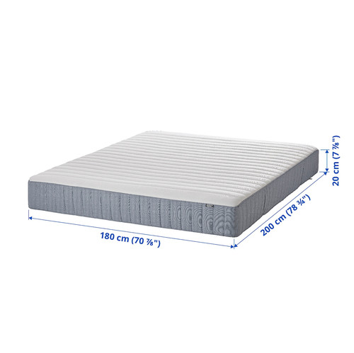 VESTERÖY Pocket sprung mattress, firm, light blue, 180x200 cm