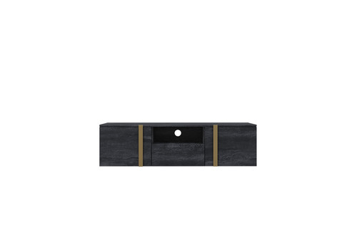 Wall-Mounted TV Cabinet Verica 150 cm, charcoal/gold handles