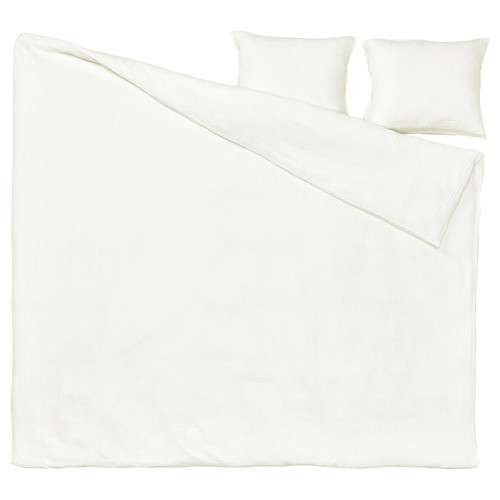 SCHERSMIN Duvet cover and 2 pillowcases, white, 200x200/50x60 cm