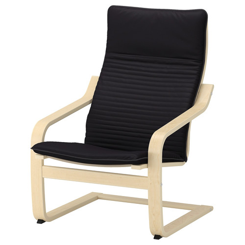 POÄNG Armchair and footstool, birch veneer/Knisa black