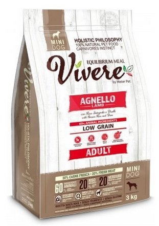 Vivere Dog Dry Food Low Grain Mini Adult Lamb 3kg