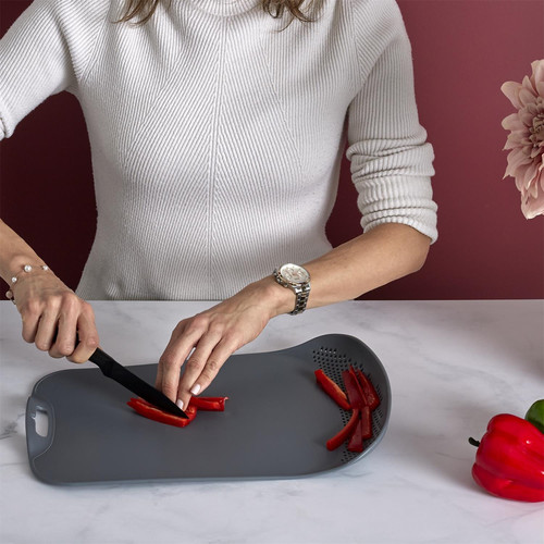 Chopping Board with Strainer, grey