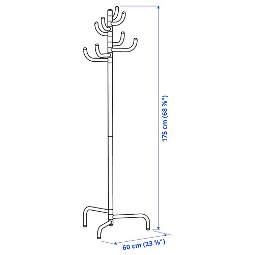 BONDSKÄRET Hat and coat stand, yellow, 175 cm