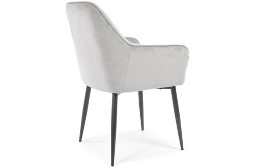 Glamour Chair with Armrests EMMA, velvet, grey