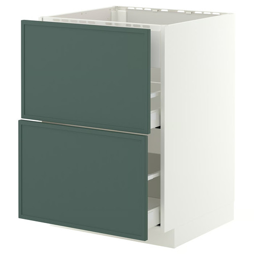 METOD/MAXIMERA Base cab f hob/int extractor w drw, white/Aspudden dark grey-green, 60x60 cm