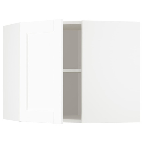 METOD Corner wall cabinet with shelves, white Enköping/white wood effect, 68x60 cm