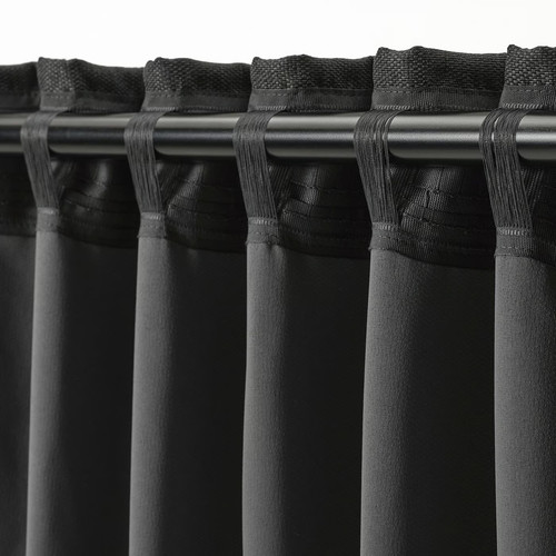 ANNAKAJSA Room darkening curtains, 1 pair, anthracite, 145x300 cm