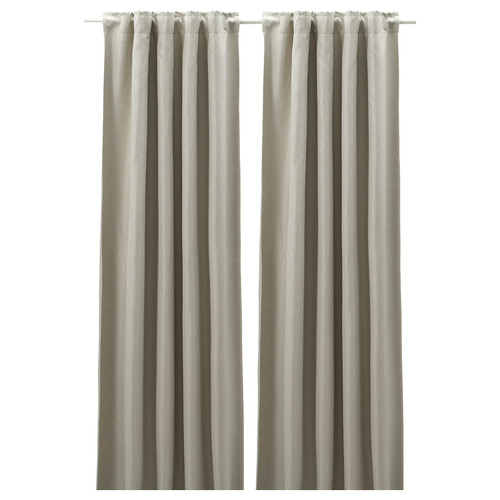 ANNAKAJSA Room darkening curtains, 1 pair, light grey, 145x300 cm
