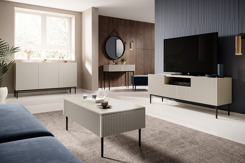 TV Cabinet Nicole 150 cm, cashmere/black legs