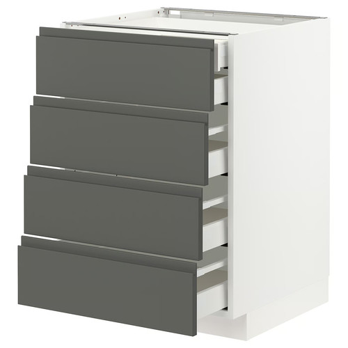 METOD / MAXIMERA Base cb 4 frnts/2 low/3 md drwrs, white/Voxtorp dark grey, 60x60 cm