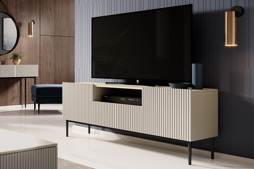 TV Cabinet Nicole 150 cm, cashmere/black legs