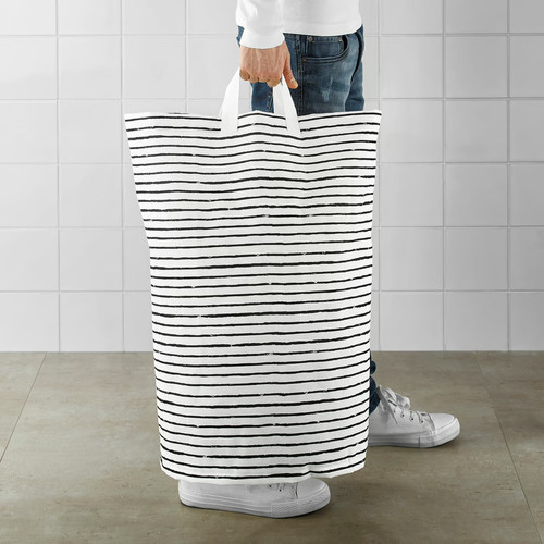 KLUNKA Laundry bag, white, black, 60 l