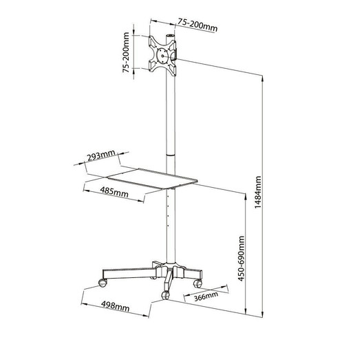 Techly Mobile Stand LCD / LED 19-37", adjustable, up to 20kg