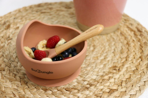 Bo Jungle B-Suction Bowl Silicone & Spoon Terracotta 6m+