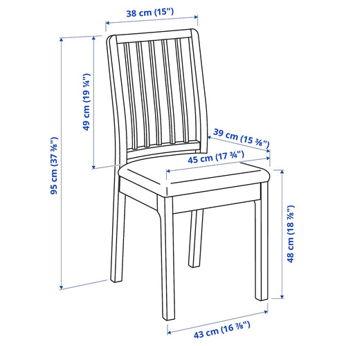 LANEBERG / EKEDALEN Table and 6 chairs, white white/Ramna light grey, 130/190x80 cm