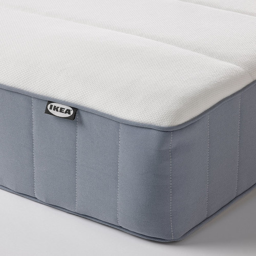 LYNGÖR Divan bed, Vesteröy medium firm/light blue dark grey, Standard King