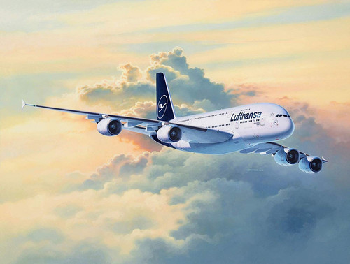 Revell Plastic Model Airbus A380-800 Lufthansa New Livery, 1:144, 14+