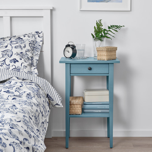 HEMNES Bedside table, blue stain, 46x35 cm