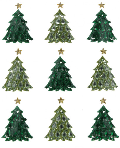 CRAFT WITH FUN Foam Christmas Tree Stickers, Green/Light Green, 9 pcs
