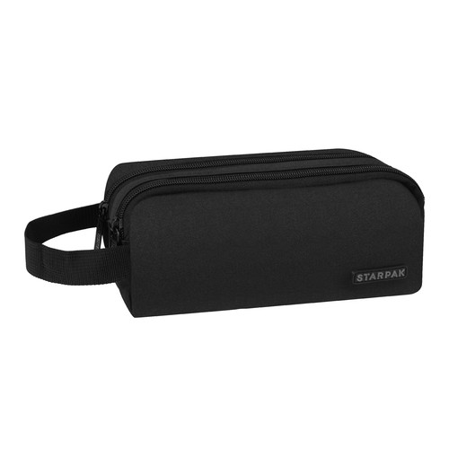Pencil Case with 2 Zippers, black
