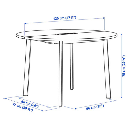 MITTZON Conference table, round/white, 120x75 cm