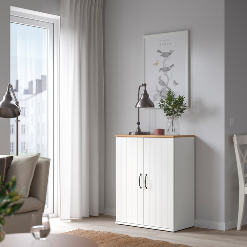 SKRUVBY Cabinet with doors, white, 70x90 cm