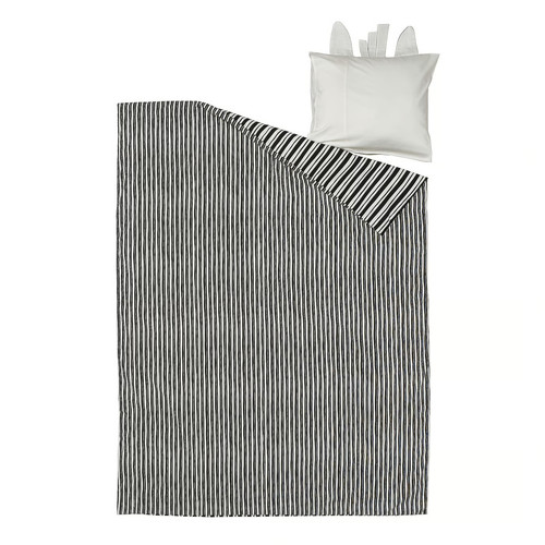 NATTHÄGER Duvet cover and pillowcase, black white/zebra, 150x200/50x60 cm