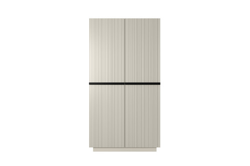 Two-Door Wardrobe Nicole with Drawers Inside 100 cm, cashmere/black handles