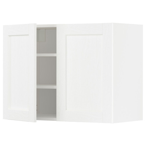 METOD Wall cabinet with shelves/2 doors, white Enköping/white wood effect, 80x60 cm