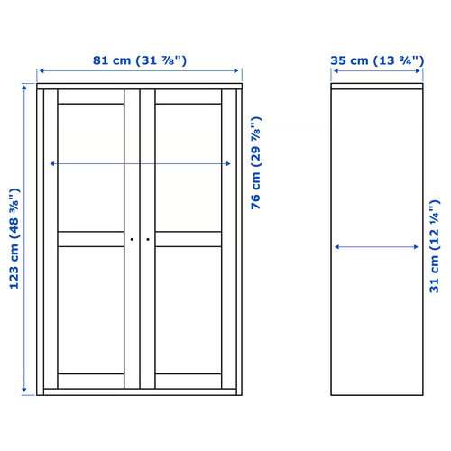 HAVSTA Glass-door cabinet, grey-beige, 81x35x123 cm