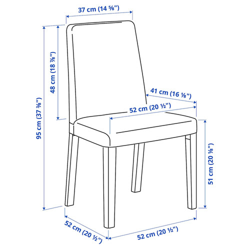 SKOGSTA / BERGMUND Table and 6 chairs, acacia/Kvillsfors dark blue/blue black, 235x100 cm
