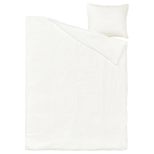SCHERSMIN Duvet cover and pillowcase, white, 150x200/50x60 cm