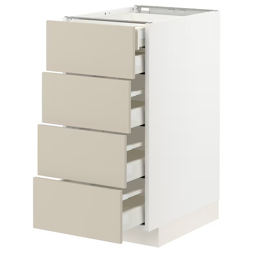 METOD / MAXIMERA Base cb 4 frnts/2 low/3 md drwrs, white/Havstorp beige, 40x60 cm