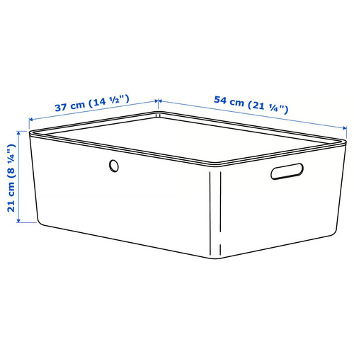 KUGGIS Box with lid, white, 37x54x21 cm