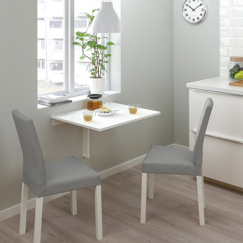 NORBERG / KÄTTIL Table and 2 chairs, white/Knisa light grey, 74 cm