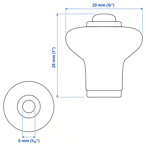 KLINGSTORP Knob, off-white/chrome-plated, 23 mm