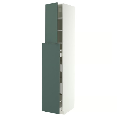 METOD/MAXIMERA Hc w p-o func 4drw/1dr/2shlv, white/Aspudden dark grey-green, 40x60x220 cm