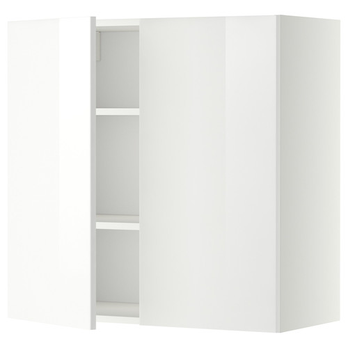 METOD Wall cabinet with shelves/2 doors, white/Ringhult white, 80x80 cm