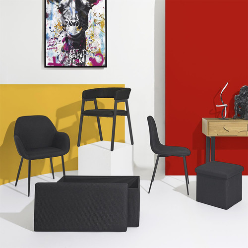 Folding Storage Pouffe Vels Atom, black