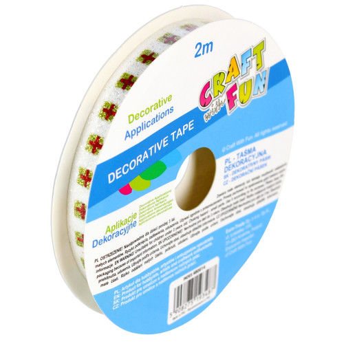 Decorative Tape Christmas 2m, white, asorted patterns