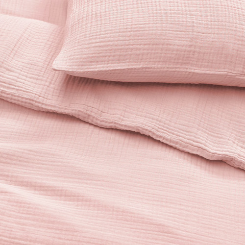 SCHERSMIN Duvet cover and 2 pillowcases, pale pink, 200x200/50x60 cm