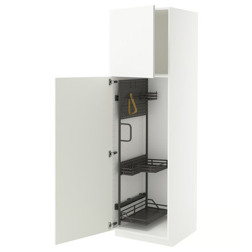 METOD High cabinet with cleaning interior, white/Ringhult white, 60x60x200 cm