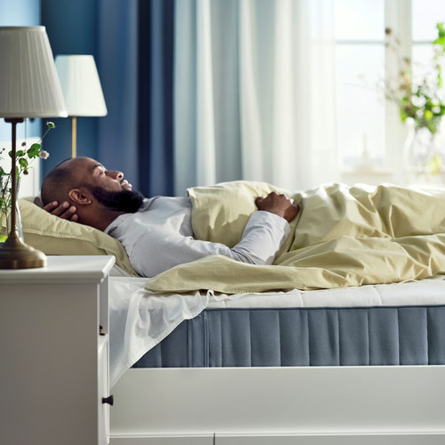 VESTERÖY Pocket sprung mattress, medium firm/light blue, 120x200 cm