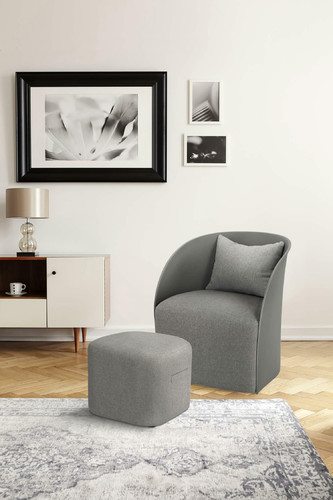 Armchair with Footstool Puri, grey