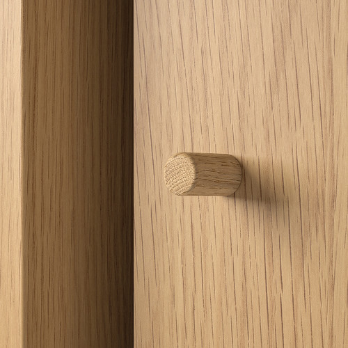 LÅDMAKARE Storage combination w sliding doors, with 2 shelf inserts/oak effect, 238x35x212 cm
