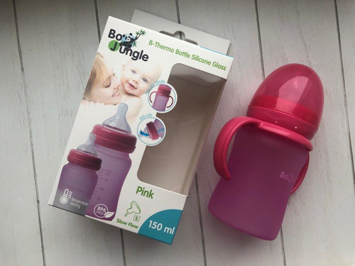 Bo Jungle B-Thermo Bottle Silicone Glass 150ml Pink