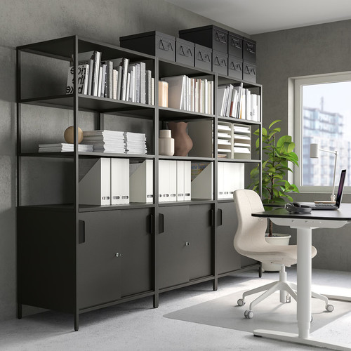 TROTTEN Cab w sliding doors/noticeboard, anthracite, 80x180 cm